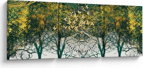 Obraz - Jelene v zelenom lese (s hodinami) (90x30 cm)
