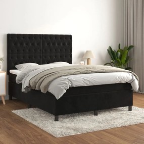 Posteľný rám boxspring s matracom čierny 140x190 cm zamat 3143201