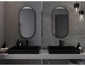 Mexen Loft, oválne kúpeľňové zrkadlo 90 x 45 cm, farba rámu čierna matná, 9851-090-045-000-70