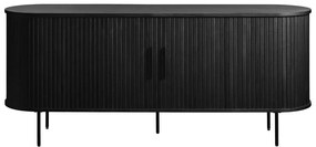 Čierna nízka komoda v dekore duba s posuvnými dverami 76x180 cm Nola – Unique Furniture