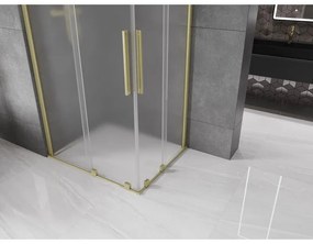 Mexen Velar Duo, sprchový kút s posuvnými dverami 100 x 90 cm, 8mm sklo námraza, zlatá matná, 871-100-090-32-55