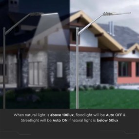 LED pouličná lampa so súmrakovým senzorom LED/100W/230V 6500K IP65 sivá