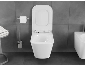 Mexen Teo, závesná WC misa 510x345x340 mm, Rimless Tornádo + WC sedadlo z duroplastu, biela lesklá, 30850700T