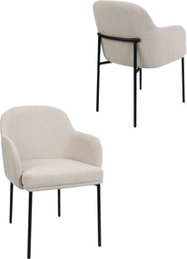 Stolička Zafiro Arm Black s podrúčkami, béžová (S2441)