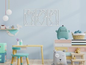 drevko 3-dielny detský obraz na stenu Tri prasiatka Rozmer obrazu: 21 x 44,5 cm, Farba dekorácie: Čierna