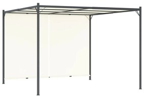 Pergola s nastaviteľnou strechou krémovo-biela 3x3 m oceľová