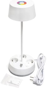 Aigostar-LED RGBW Stmievateľná stolová lampa s zásuvkami a USB LED/4,6W/230V biela