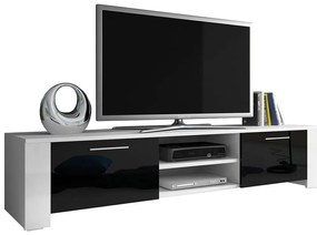TV skrinka/stolík Clea IX (biela + čierna lesklá). Vlastná spoľahlivá doprava až k Vám domov. 1121955