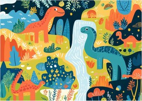 Sklenený obraz - Veselí dinosaury (70x50 cm)