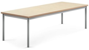 Stôl SONITUS, 1800x700x500 mm, linoleum - béžová, strieborná