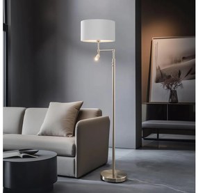 Eglo - LED Stojacia lampa TUNJA 1xE27/60W/230V + LED/2,1W pr. 38 cm chróm/biela 1xEG32514+1xEG32482