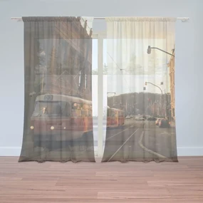 Sablio Záclony Električka v historickom meste: 2ks 150x250cm