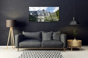 Obraz na akrylátovom skle Hora jazero les príroda 100x50 cm