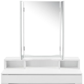 InternetovaZahrada - Toaletný stolík Marla s trojitým zrkadlom v bielej farbe