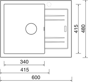 Granitový drez Sinks LINEA 600 N Granblack ľavý