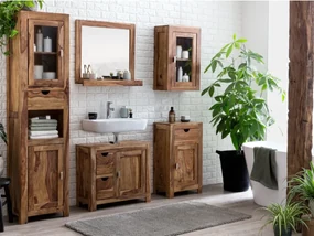furniture-nabytek.cz - Masívna kúpeľňová skriňa Lagos z palisandrového dreva, lakovaná, hnedá – 45×35×185 cm