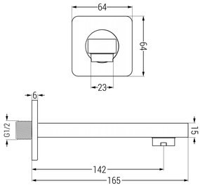 Mexen Cube DR02 podomietkový vaňový a sprchový set s hlavovou sprchou 30x30 cm (7v1), ružové zlato, 77503DR0230-60