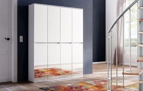 Zrkadlová viacúčelová skriňa s policami Mirror, 74 cm, biela