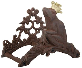 Liatinový nástenný držiak na záhradnú hadicu Frog, 25,5x20 cm, hnedá
