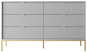 Komoda Nova 154 cm so zásuvkami sivá/zlatá