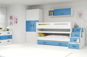 Interbeds Trojlôžková poschodová posteľ Max1 200x80cm bielo modrá