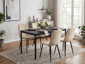 AKCIA Svetlobéžová zamatová jedálenská stolička LIBRA s čiernymi nohami II. akosť
