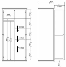 Biela šatníková skriňa 96x201 cm Paris – Tvilum