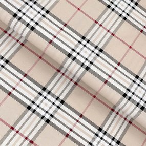 Biante Bavlnený behúň na stôl Sandra SA-548 Čierno-červeno-biele káro na béžovom 35x140 cm