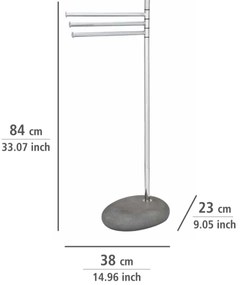 WENKO 19493100 - Stojan na uteráky PEBBLE STONE 38x84 cm lesklý chróm/šedý