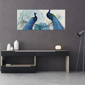Obraz - Pávy s textúrami (120x50 cm)