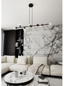 Luster na lanku ROSSI 8xE14/10W/230V čierna/číra