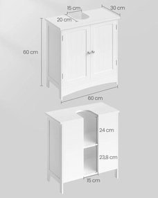 Skrinka pod umývadlo LAVIXO 60 x 30 cm, biela