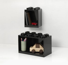 Súprava 2 detských čiernych nástenných políc LEGO® Brick