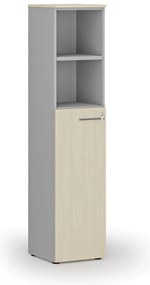 Kombinovaná kancelárska skriňa PRIMO GRAY, dvere na 3 poschodia, 400 x 420 x 1781 mm, sivá/breza