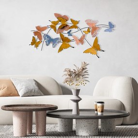 Nástěnná kovová dekorace Butterflies vícebarevná