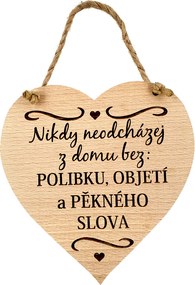 AMADEA Drevené srdce s textom Nikdy neodchádzaj z domu bez bozku,..., masívne drevo, veľkosť 16x15cm