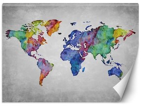 Fototapeta, Akvarelová mapa světa - 100x70 cm