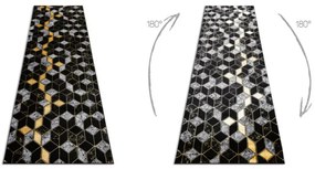 Koberec / Behúň GLOSS 400B 86 glamour, art deco, 3D geometrický - čierny / zlatý
