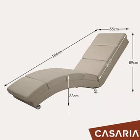 Casaria Leňoška LONDON s masážnou a vyhrievacou funkciou, 186×55×89cm, béžová