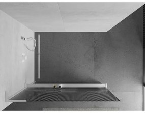 Mexen Kioto+ L, sprchová zástena Walk-In s poličkou a vešiakom 70 x 200 cm, 8mm sklo s rebrovým vzorom, biely profil, 800-070-123-20-09