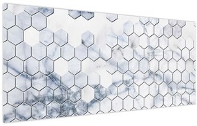 Obraz - Mramorované hexagóny (120x50 cm)