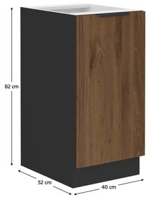 Dolná kuchynská skrinka Monzesa 40 D 1F BB (orech okapi + čierna) . Vlastná spoľahlivá doprava až k Vám domov. 1096941