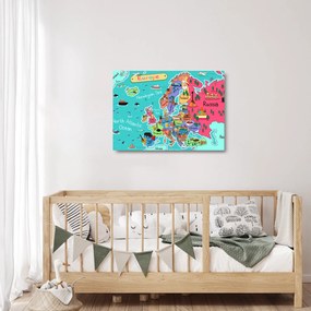 Sklenený obraz - Detská mapa Európy (70x50 cm)