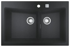 GROHE K700 kompozitný dvojdrez, s otvorom, s excentrom, 838 x 560 mm, granitová čierna, 31657AP0