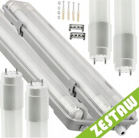 SADA 2x Hermetické svietidlo 120cm lampa + CW LED žiarivky