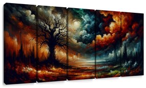5-dielny obraz mystický strom života