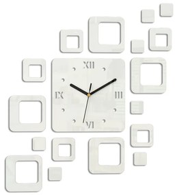 3D nalepovacie hodiny Roman Quadrat biele