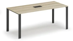 Stôl PRIMO INFINITY 1800 x 900 x 750, dub prírodný + stolná zásuvka TYP V, čierna
