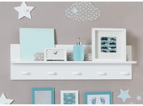 Biely nástenný detský vešiak Dreamworld 3 – Roba