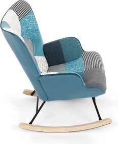 Hojdacie kreslo FABIAN II — látka, modrý patchwork